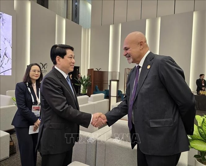 Chủ tịch nước Lương Cường gặp Phó Thủ tướng, Trưởng đoàn Papua New Guinea John Rosso.