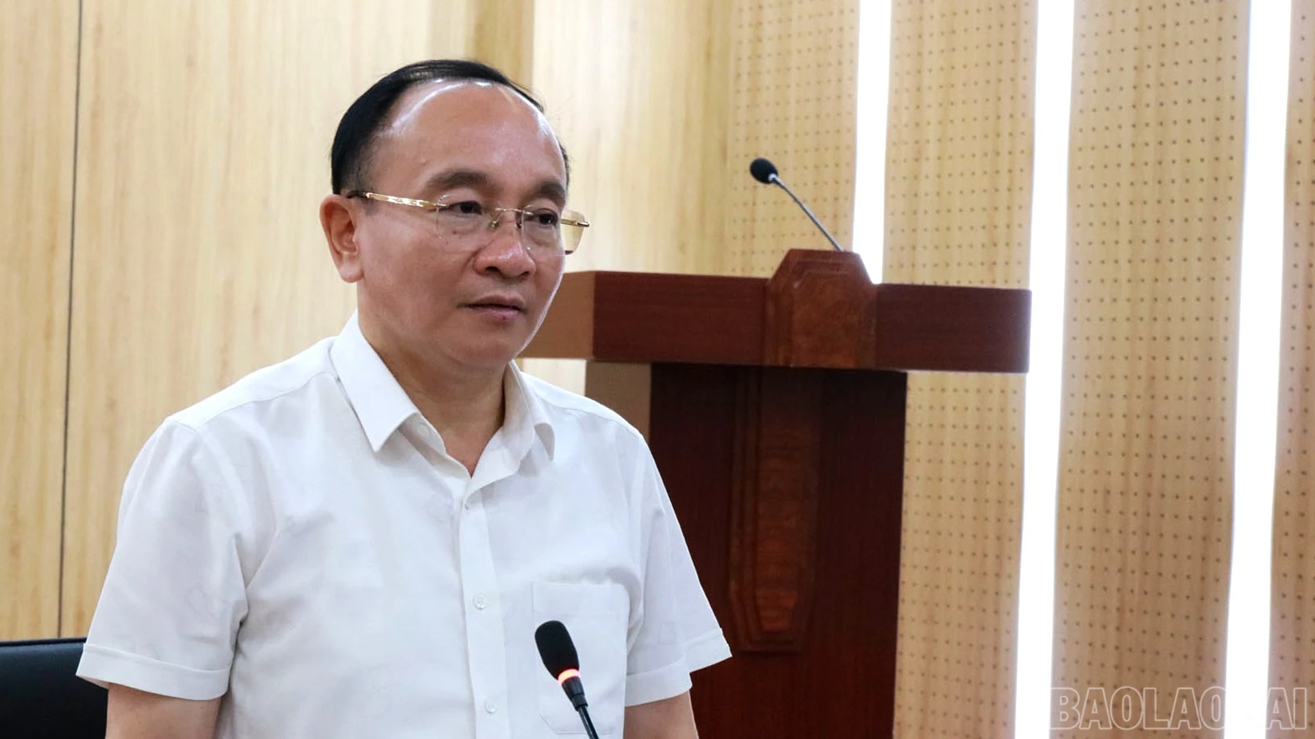 Phó Bí thư Thường trực Đảng ủy xã Vũ Hồng Phương phát biểu tại buổi làm việc.