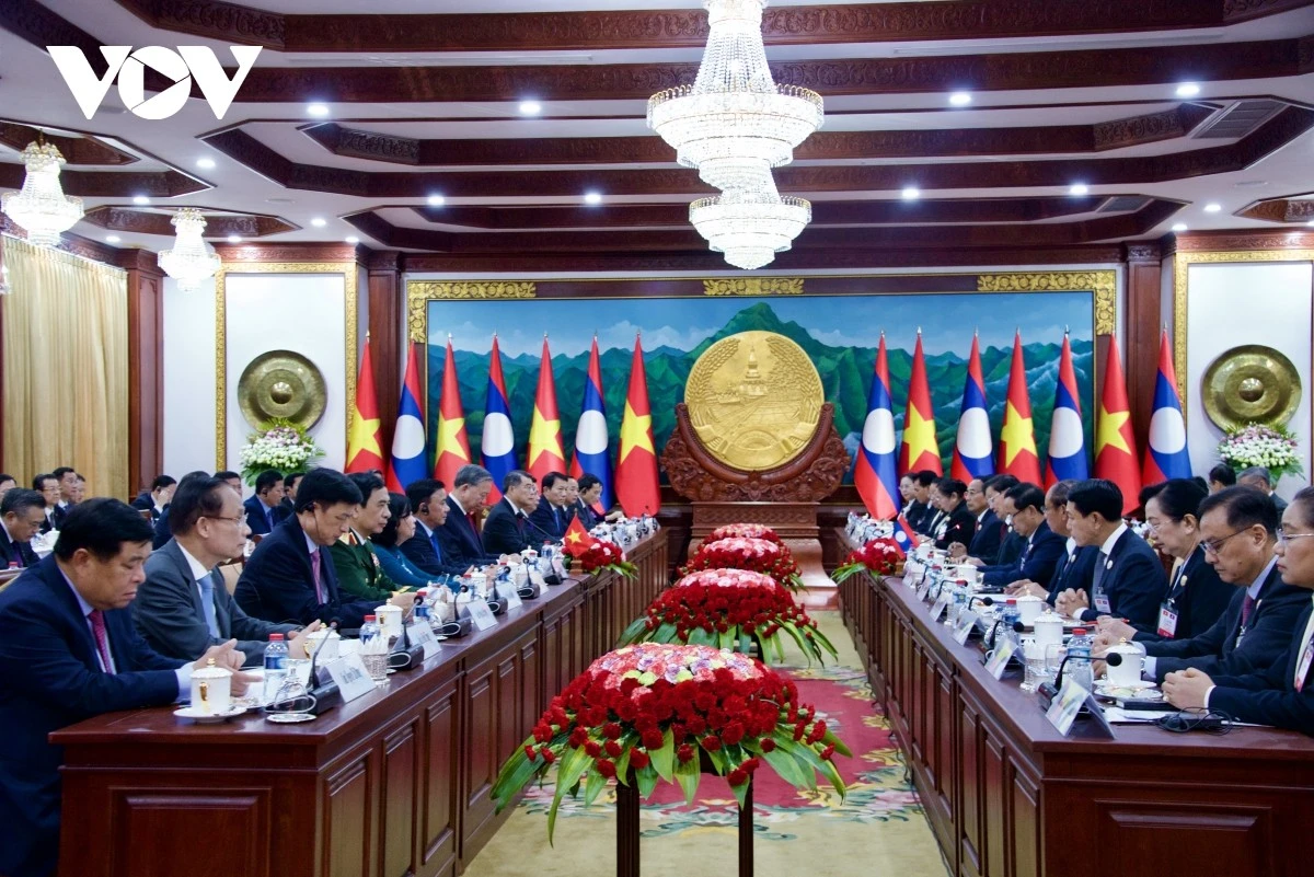 Tổng Bí thư, Chủ tịch nước Lào hội đàm với Tổng Bí thư Tô Lâm