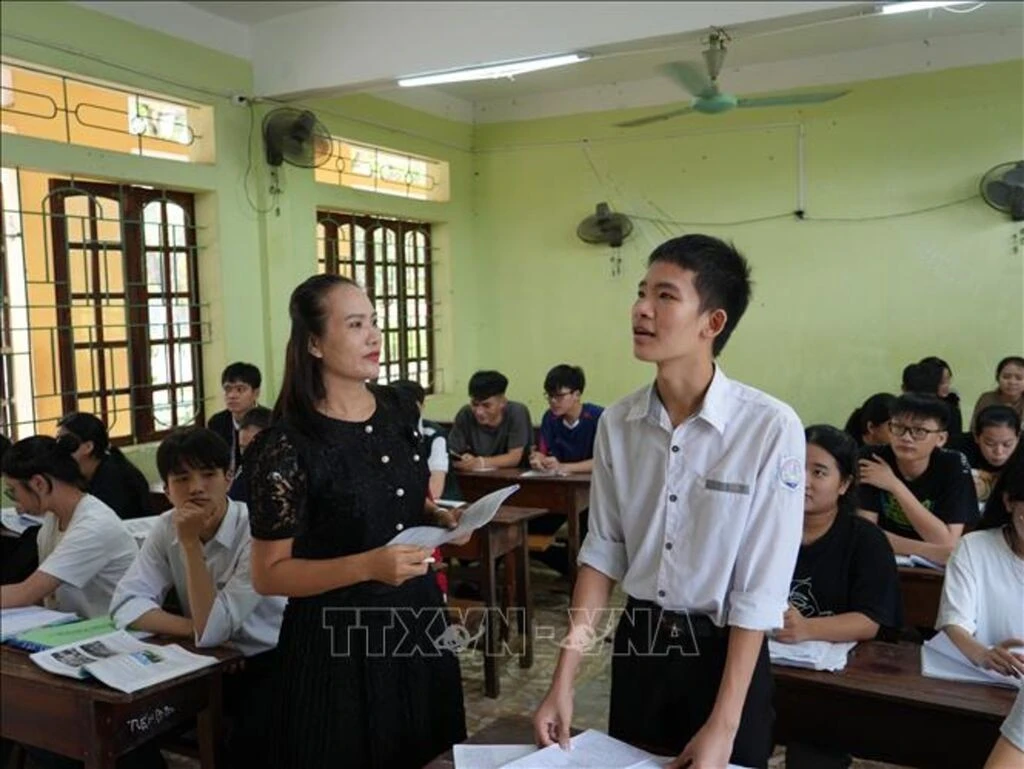 Giờ học của cô và trò Trường THPT Đô Lương 2, xã Bạch Ngọc, tỉnh Nghệ An. (Ảnh minh họa)