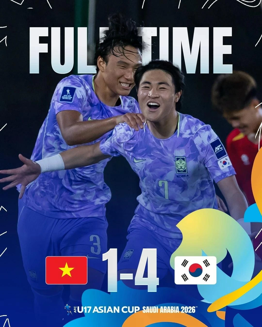 U17 Việt Nam thua đậm 1- 4 trước U17 Hàn Quốc ở lượt trận hai.