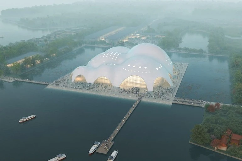 Phối cảnh Nhà hát Opera Hà Nội bên hồ Tây.