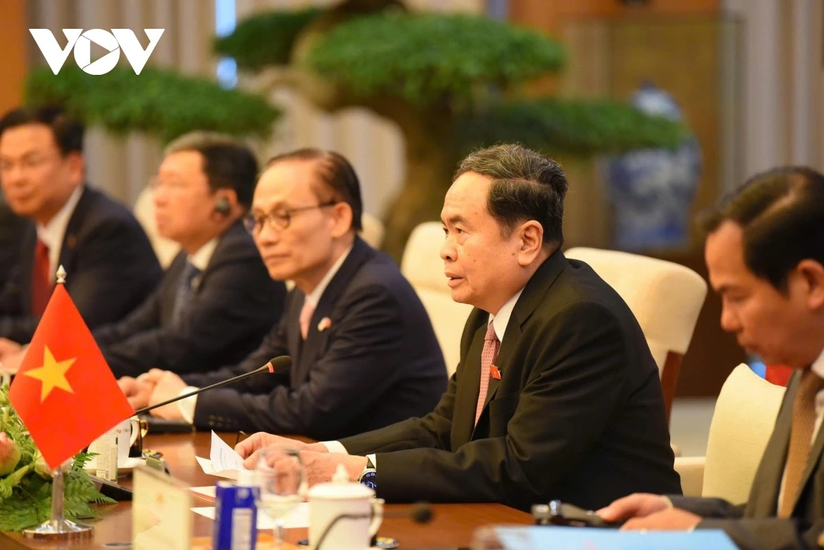 Chủ tịch Quốc hội Trần Thanh Mẫn tại buổi hội kiến với Thủ tướng Nhật Bản Takaichi Sanae.