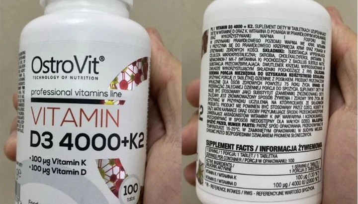 Thực phẩm bảo vệ sức khoẻ Ostrovit Vitamin D3 4000 + K2. (Ảnh chụp màn hình)