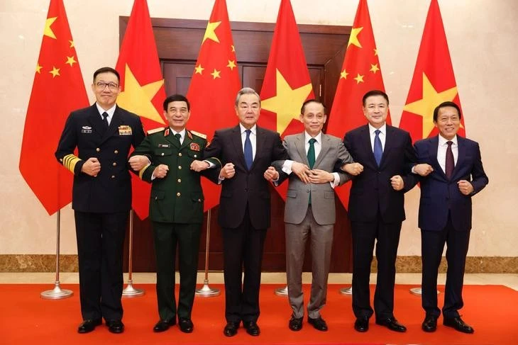 Bộ trưởng các bộ Quốc phòng, Ngoại giao và Công an Việt Nam - Trung Quốc tại đối thoại ngày 16-3 - Ảnh: Bộ Ngoại giao cung cấp.