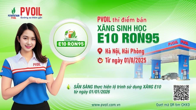 Việc PVOIL triển khai thí điểm bán xăng E10 ngay từ ngày 01/8/2025 nhằm giúp khách hàng dần làm quen với loại nhiên liệu mới, tránh gây “cú sốc” trong quá trình chuyển đổi.