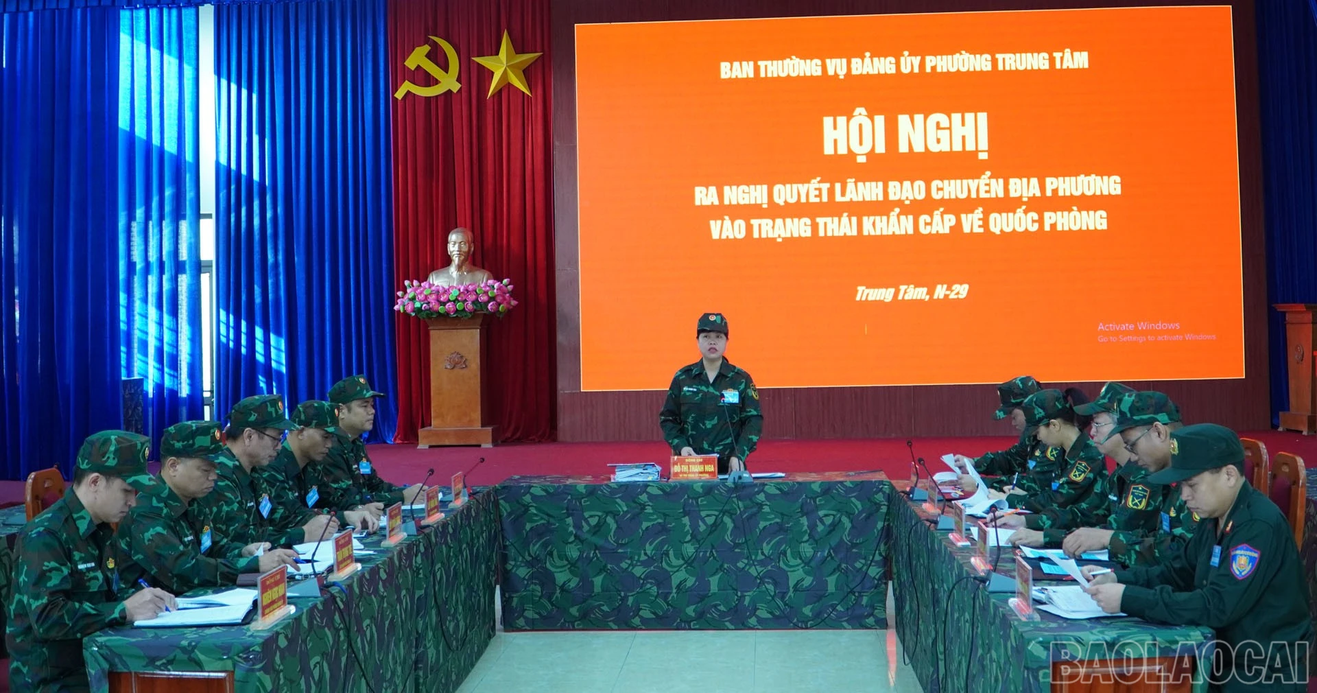 Hội nghị Ban Thường vụ Đảng ủy phường Trung Tâm ra nghị quyết lãnh đạo chuyển địa phương vào trạng thái khẩn cấp về quốc phòng.
