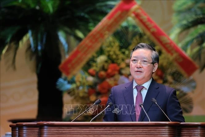 Đồng chí Lương Quốc Đoàn, Uỷ viên Trung ương Đảng, Chủ tịch Hội Nông dân Việt Nam khoá IX, nhiệm kỳ 2026 - 2031 phát biểu nhận nhiệm vụ.