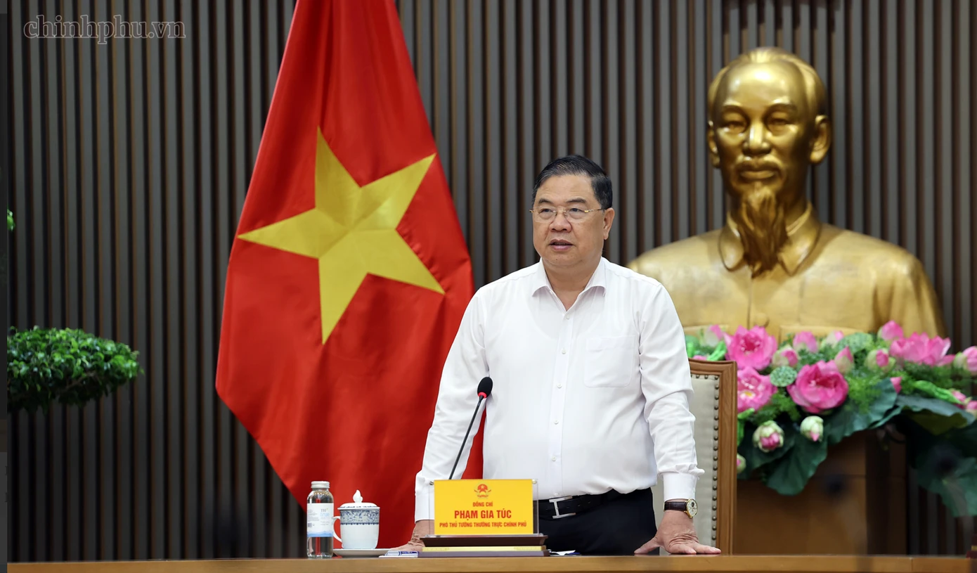 Phó Thủ tướng Thường trực Chính phủ Phạm Gia Túc phát biểu. Ảnh: Phương Nguyên.