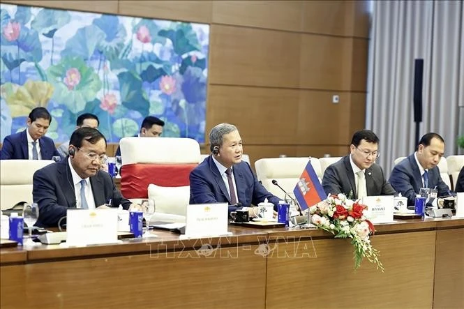 Thủ tướng Campuchia Hun Manet phát biểu.
