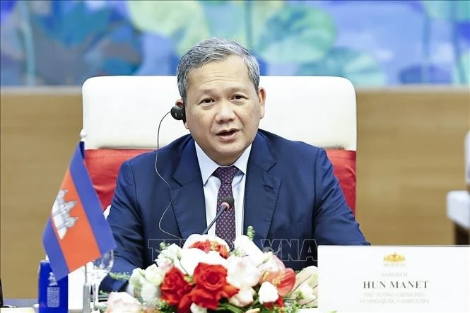 Thủ tướng Campuchia Hun Manet phát biểu.
