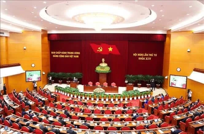 Phiên bế mạc Hội nghị lần thứ tư Ban Chấp hành Trung ương Đảng khóa XIV. Ảnh: Phương Hoa/TTXVN
