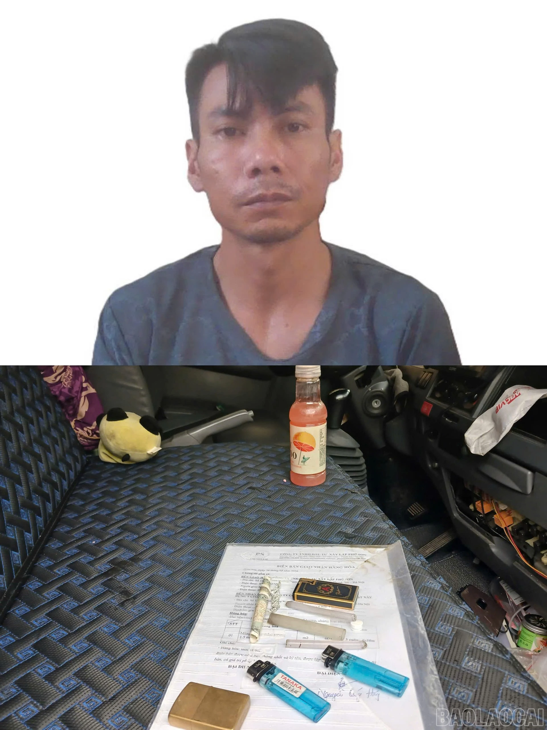 Đối tượng Phạm Đăng Khải cùng tang vật.