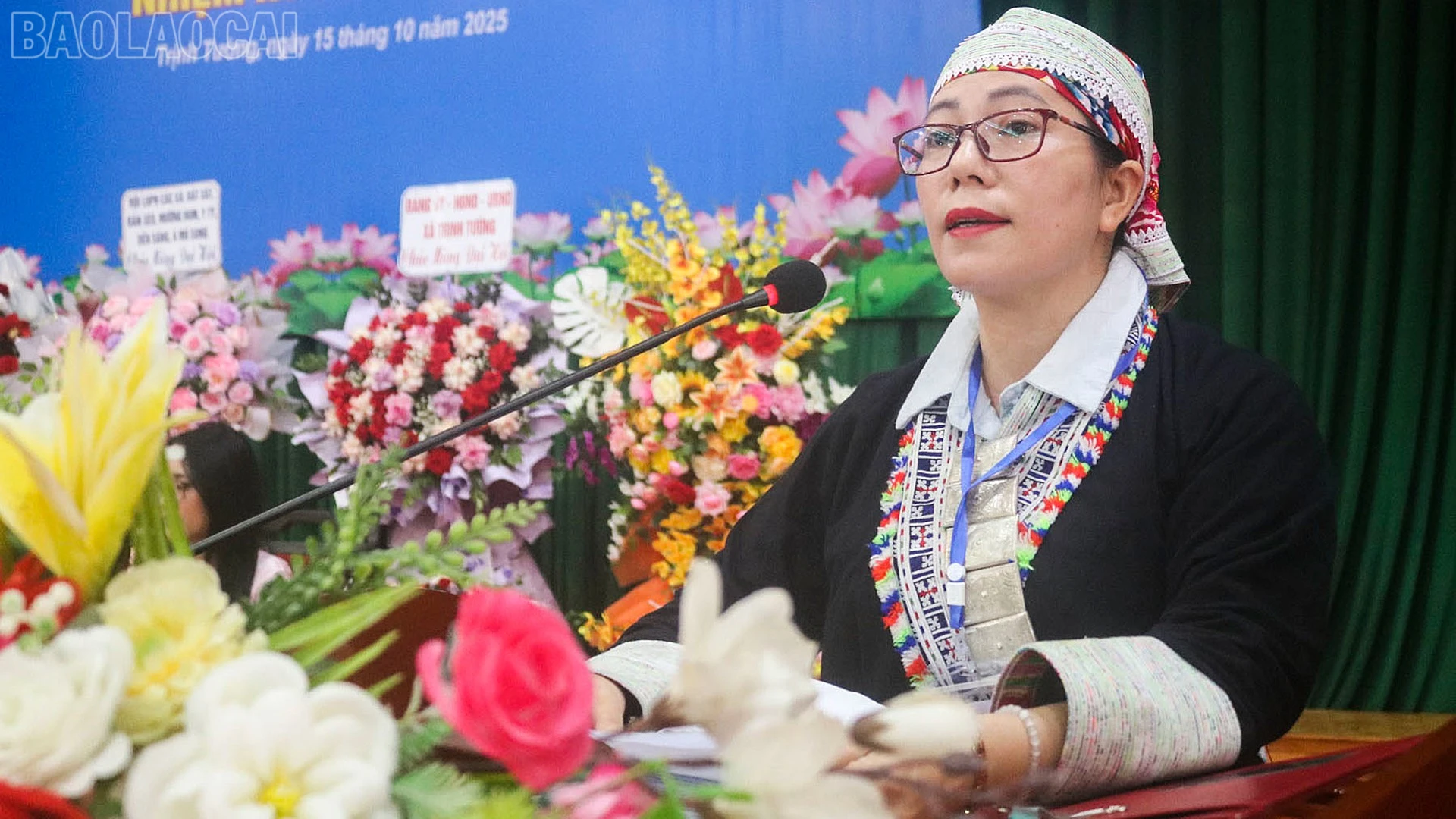 Chủ tịch Hội Liên hiệp Phụ nữ xã Trịnh Tường phát biểu khai mạc đại hội.