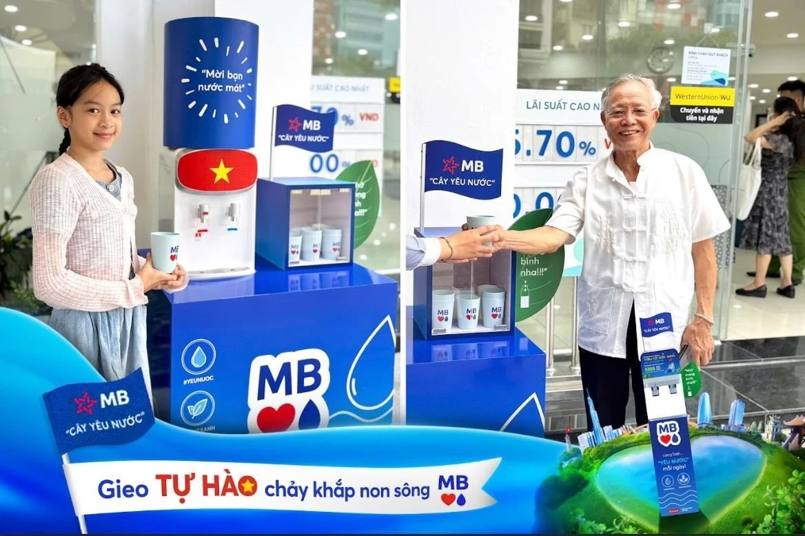 “Mỗi ngày phục vụ nhiều lượt khách, ‘Cây Yêu Nước’ tại sảnh giúp mọi người thoải mái hơn và rất ý nghĩa.” – Nhân viên giao dịch MB Thủ Đức.