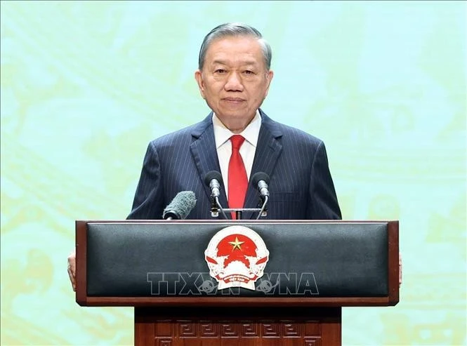 Tổng Bí thư, Chủ tịch nước Tô Lâm đọc Diễn văn Kỷ niệm 81 năm Ngày Quốc khánh nước Cộng hòa xã hội chủ nghĩa Việt Nam. Ảnh: Thống Nhất/TTXVN