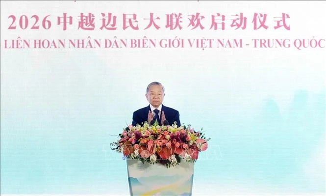 Tổng Bí thư, Chủ tịch nước Tô Lâm phát biểu tại Lễ khai mạc Liên hoan nhân dân biên giới Việt - Trung.