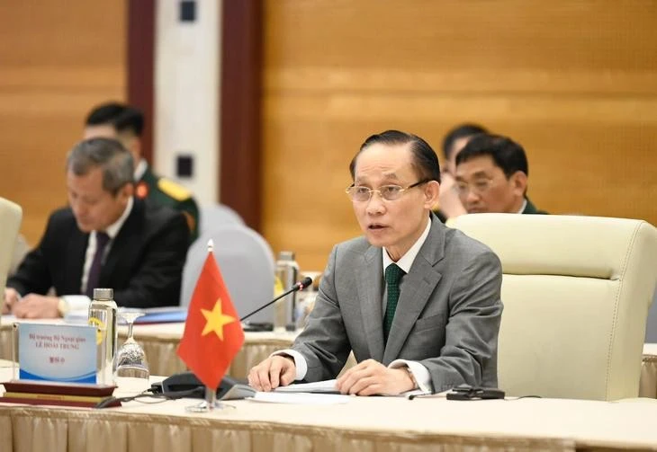 Bộ trưởng Ngoại giao Lê Hoài Trung phát biểu tại đối thoại - Ảnh: Bộ Ngoại giao cung cấp
