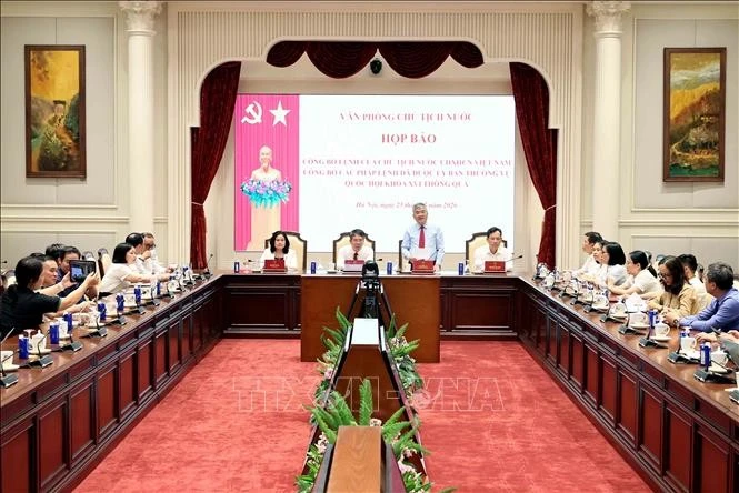 Họp báo công bố Lệnh của Chủ tịch nước. Ảnh: An Đăng/TTXVN