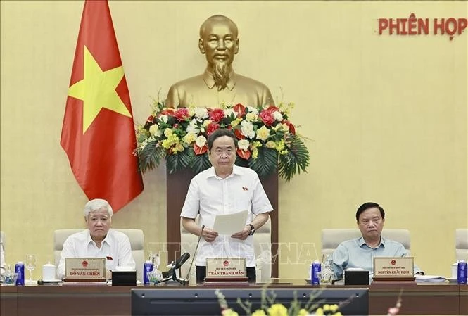 Chủ tịch Quốc hội Trần Thanh Mẫn phát biểu bế mạc Phiên họp thứ tư của Uỷ ban Thường vụ Quốc hội. Ảnh: Doãn Tấn/TTXVN.