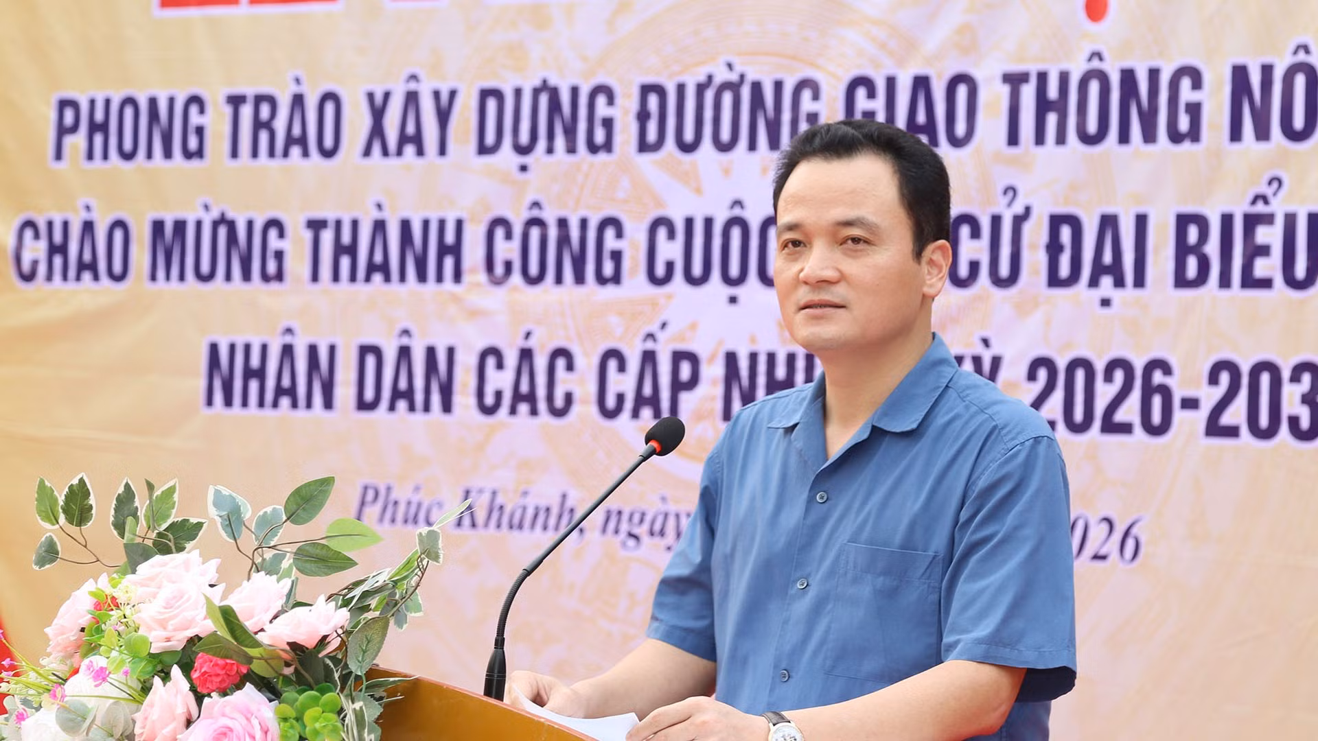 Đồng chí Giàng Quốc Hưng - Ủy viên Ban Thường vụ, Trưởng ban Nội chính Tỉnh ủy, Phó Chủ tịch UBND tỉnh phát biểu tại lễ phát động.
