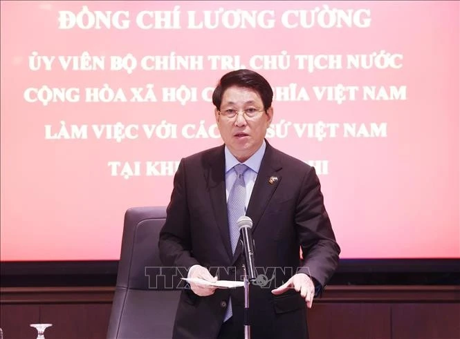 Chủ tịch nước Lương Cường phát biểu chỉ đạo.