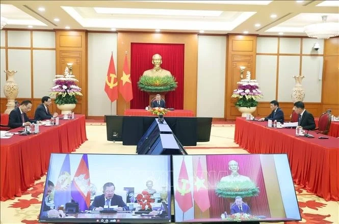 Tổng Bí thư Tô Lâm điện đàm với Chủ tịch Đảng Nhân dân Campuchia Hun Sen.