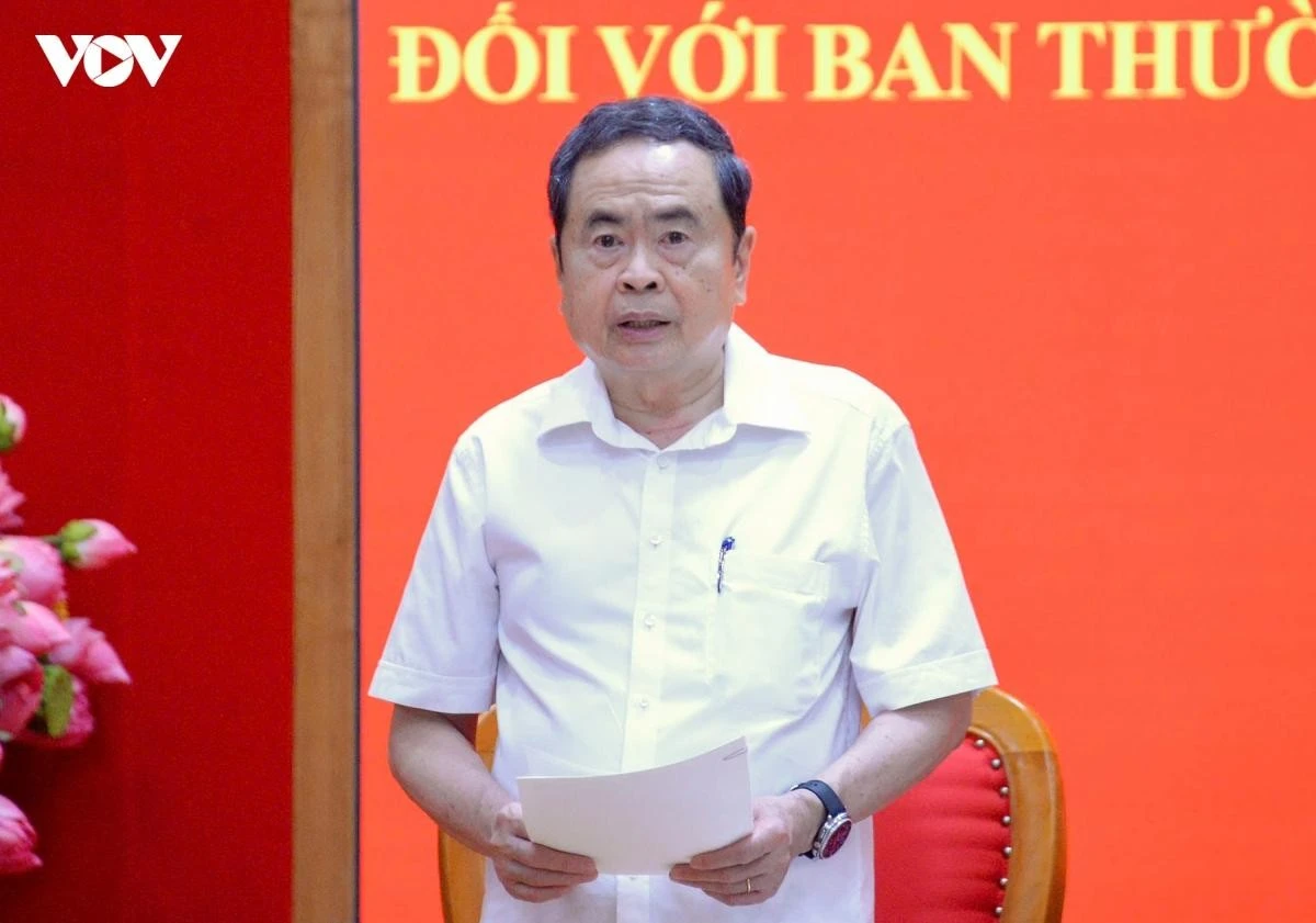 Chủ tịch Quốc hội Trần Thanh Mẫn phát biểu tại hội nghị.