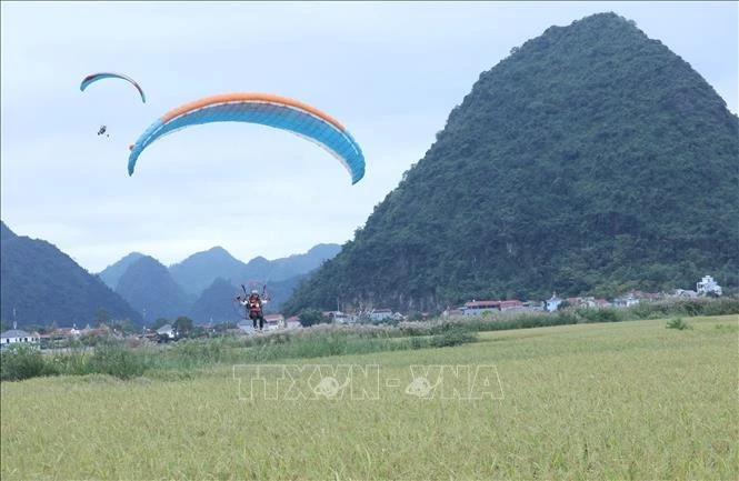 Trải nghiệm bay dù lượn trên cánh đồng lúa Bắc Sơn.