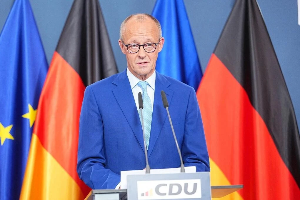 Thủ tướng Đức Friedrich Merz, kiêm chủ tịch đảng CDU, phát biểu tại Berlin ngày 20/9 về kết quả bầu cử tại hai bang. Ảnh: AFP