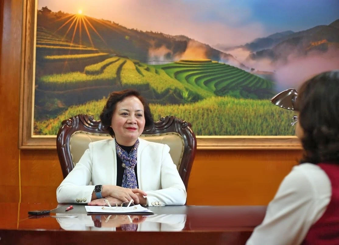 Bộ trưởng Bộ Nội vụ Phạm Thị Thanh Trà trả lời phỏng vấn phóng viên TTXVN. Ảnh tư liệu: Thanh Hải