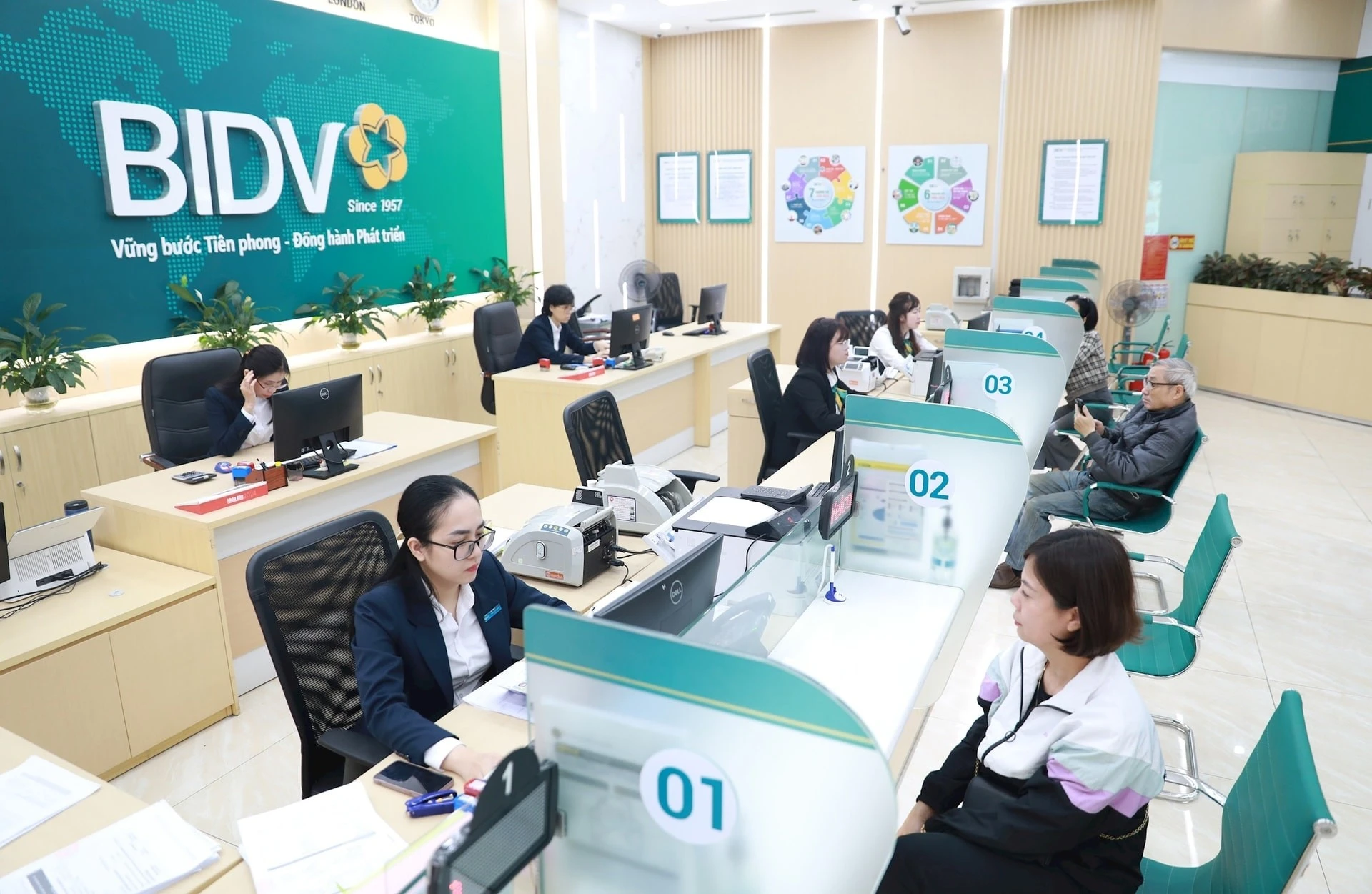 Khách hàng giao dịch tại Ngân hàng thương mại cổ phần Đầu tư và Phát triển Việt Nam. Ảnh: Đỗ Tâm