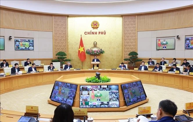 Thủ tướng Phạm Minh Chính chủ trì Phiên họp Chính phủ thường kỳ tháng 2 năm 2025. Ảnh: Dương Giang/TTXVN
