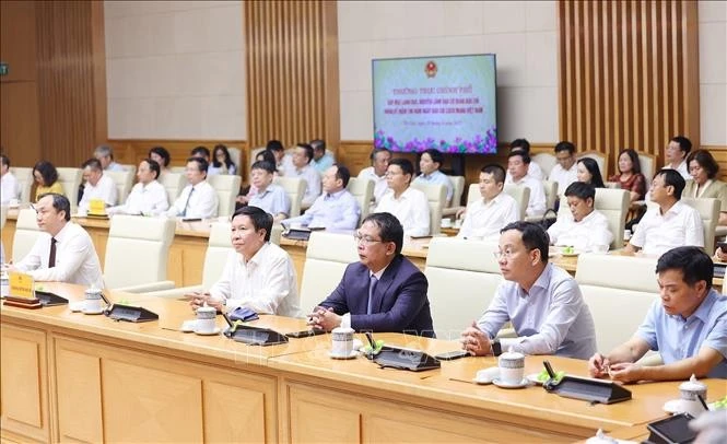 Lãnh đạo các cơ quan báo chí tham dự buổi gặp. Ảnh: Dương Giang/TTXVN