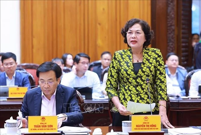 Thống đốc Ngân hàng Nhà nước Việt Nam Nguyễn Thị Hồng phát biểu. Ảnh: Dương Giang/TTXVN