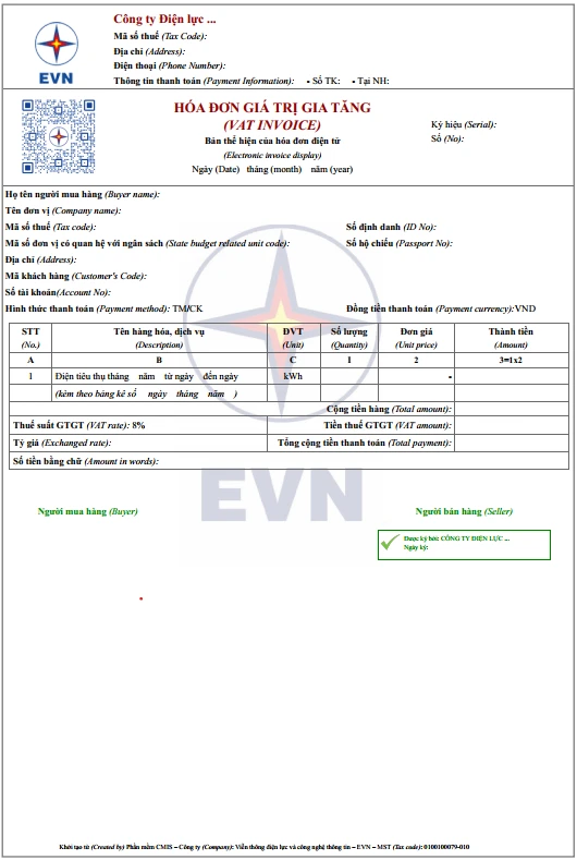 Mẫu hóa đơn tiền điện mới. Ảnh: EVN