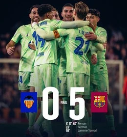 Barca thắng hủy diệt Valencia ngay tại "Hang dơi". Ảnh: FC Barcelona
