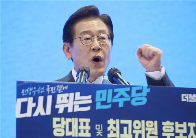 Ông Lee Jae-myung phát biểu tại Daegu, Hàn Quốc, ngày 6/8/2022. Ảnh: Yonhap/ TTXVN