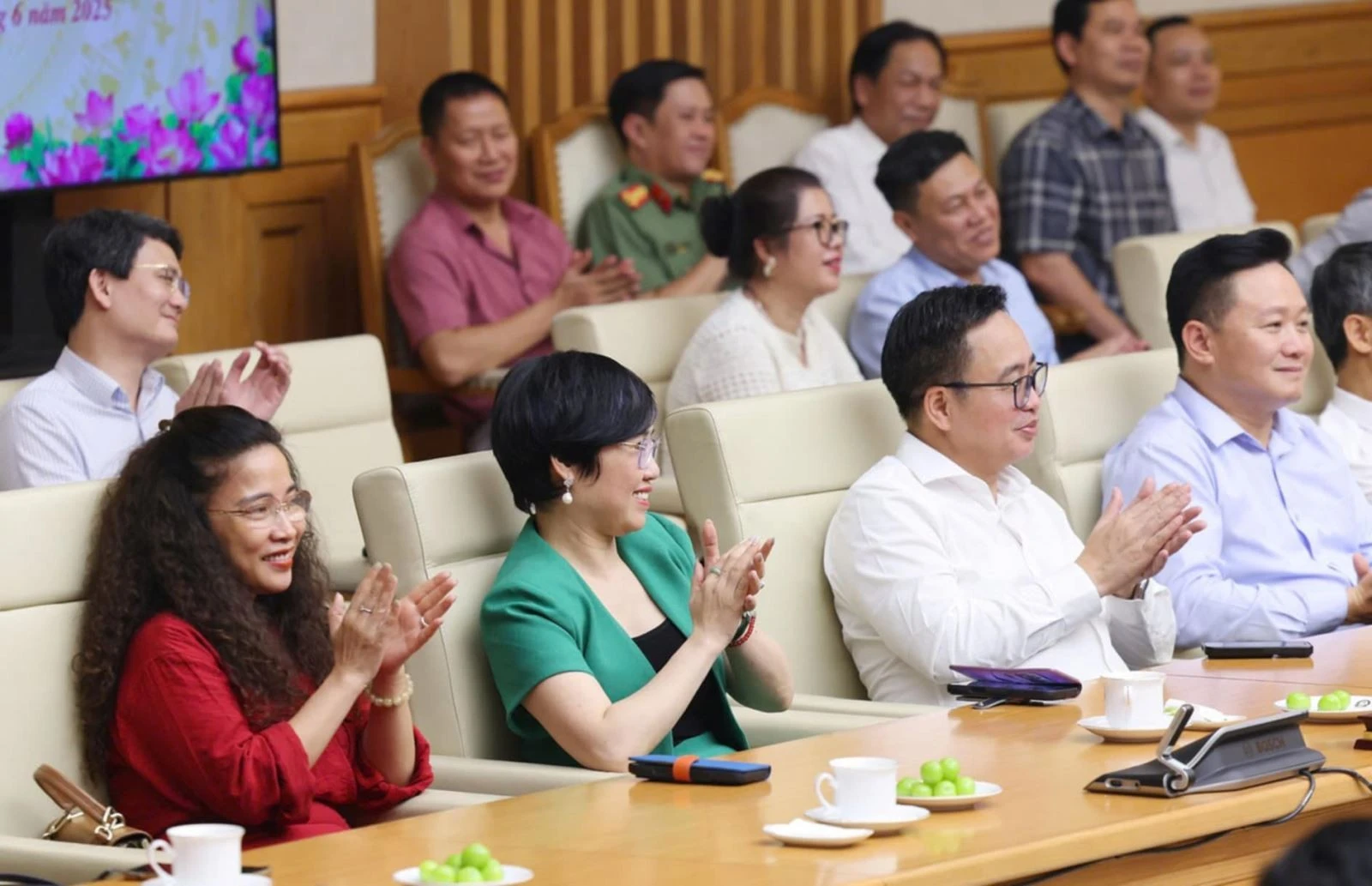 Lãnh đạo các cơ quan báo chí tham dự buổi gặp. Ảnh: Dương Giang/TTXVN