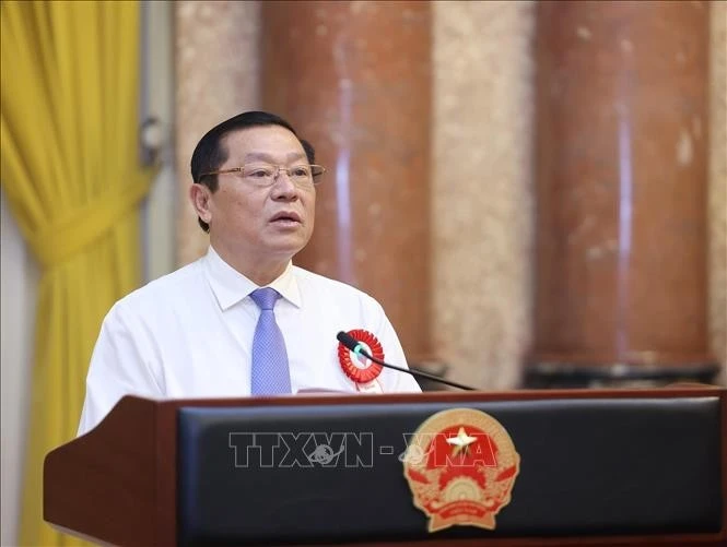 Đồng chí Lại Xuân Môn, Uỷ viên Trung ương Đảng, Phó Trưởng ban Thường trực Ban Tuyên giáo và Dân vận Trung ương báo cáo.
