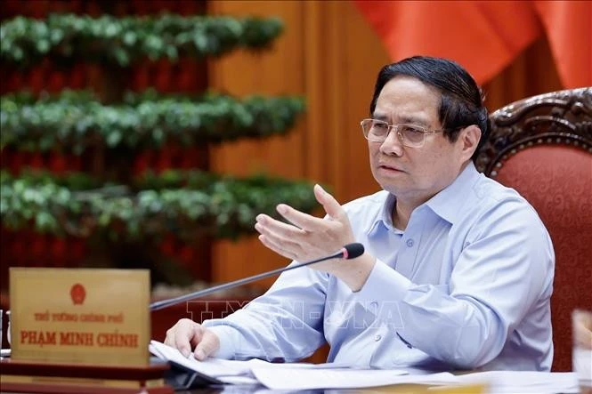Thủ tướng Phạm Minh Chính chủ trì họp Thường trực Chính phủ về Dự thảo nghị quyết phát triển kinh tế tư nhân. Ảnh: Dương Giang/TTXVN