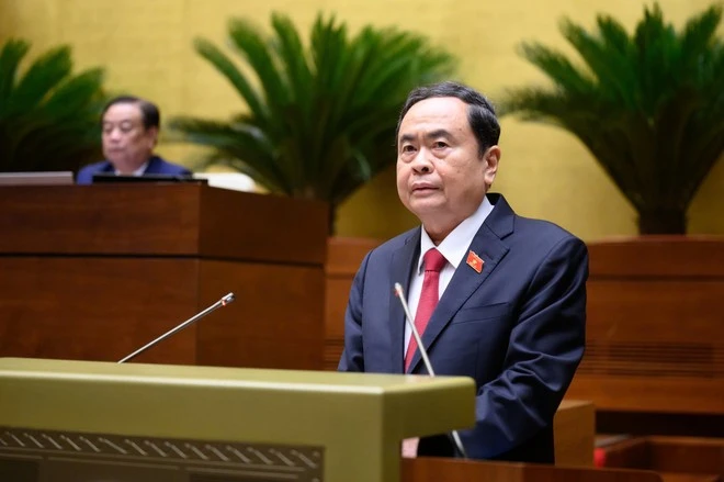 Chủ tịch Quốc hội Trần Thanh Mẫn phát biểu khai mạc Kỳ họp thứ 9, Quốc hội khóa XV. (Ảnh: quochoi.vn)