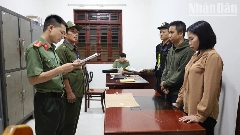 Cơ quan An ninh điều tra Công an tỉnh Lạng Sơn đã ra quyết định khởi tố, bắt tạm giam đối tượng Phạm Tuấn Phong và Đồng Thị Minh Thắng. (Ảnh Công an tỉnh Lạng Sơn)