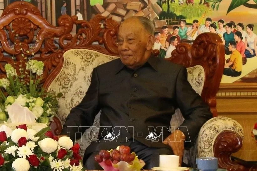 Nguyên Chủ tịch Đảng, nguyên Chủ tịch nước Lào Khamtai Siphandone. Ảnh: Phạm Kiên/TTXVN