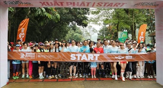 Các vận động viên tham gia Giải chạy Cúc Phương Jungle Paths thu hút trên 2.500 vận động viên, ngày 6/4/2025. Ảnh: Thùy Dung/TTXVN