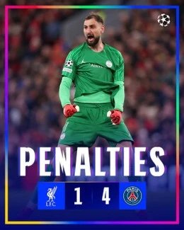 Thủ thành Gianluigi Donnarumma trở thành người hùng của PSG. Ảnh: UEFA