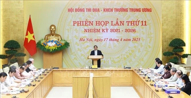 Thủ tướng Phạm Minh Chính chủ trì phiên họp lần thứ 11 của Hội đồng Thi đua-Khen thưởng Trung ương. Ảnh: Dương Giang/TTXVN
