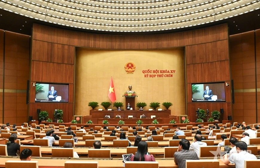Quang cảnh phiên họp cuối cùng tại đợt 1, Kỳ họp thứ chín, Quốc hội khóa XV. Ảnh: TRỌNG HẢI