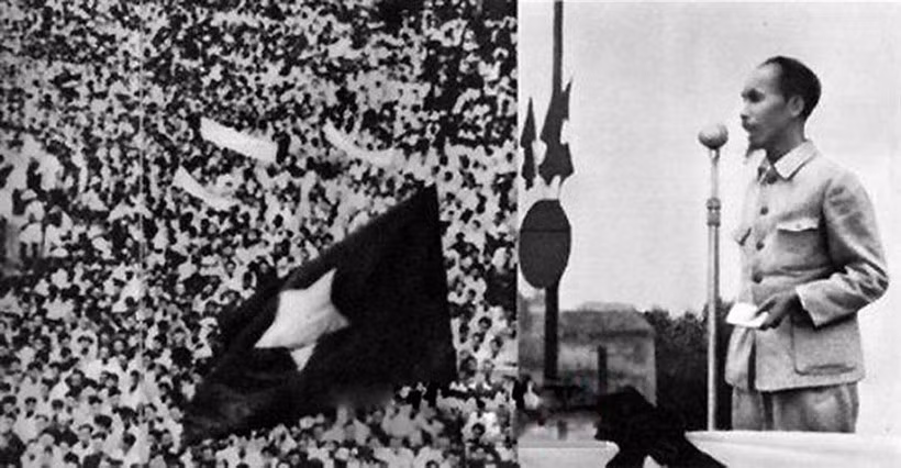 Ngày 2/9/1945, tại Quảng trường Ba Đình, Hà Nội, Chủ tịch Hồ Chí Minh đọc bản "Tuyên ngôn độc lập", khai sinh ra nước Việt Nam Dân chủ Cộng hòa. Ảnh tư liệu