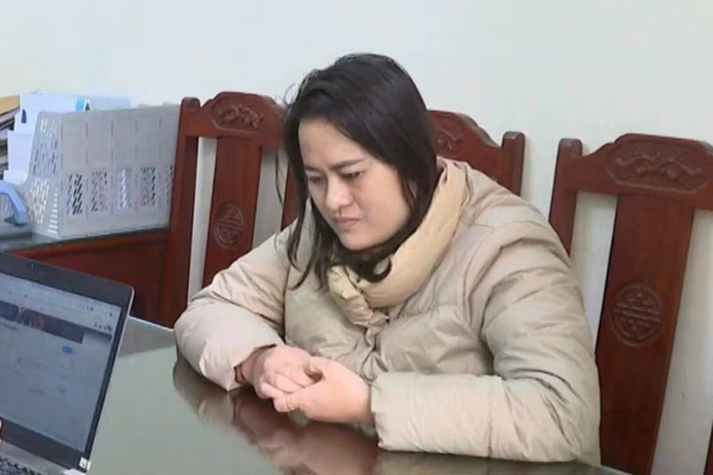 Đối tượng Trịnh Phương Mai tại cơ quan công an.